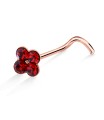 Rhinestone Set Flower Shaped Silver Curved Nose Stud NSKB-74